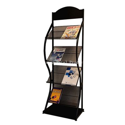 H1500mm L480mm أربعة إطارات مجلة معدنية ، رف عرض الصحف لمتجر الكتب ، إعلان