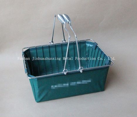 سلة سلكية W215mm L285mm باللون الأخضر للحمام ، Kicthen بمقابض ، قاعدة ، حقيبة قماش