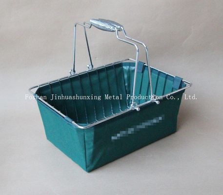 سلة سلكية W215mm L285mm باللون الأخضر للحمام ، Kicthen بمقابض ، قاعدة ، حقيبة قماش