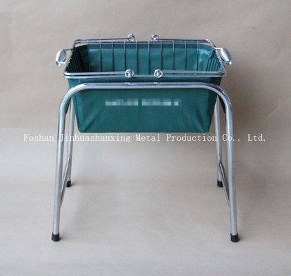 سلة سلكية W215mm L285mm باللون الأخضر للحمام ، Kicthen بمقابض ، قاعدة ، حقيبة قماش