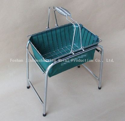 سلة سلكية W215mm L285mm باللون الأخضر للحمام ، Kicthen بمقابض ، قاعدة ، حقيبة قماش