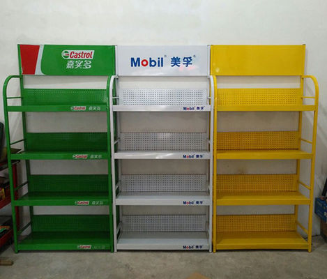 رفوف العرض المخصصة سوبر ماركت اكسسوارات السيارات عرض الرف أخضر أصفر أبيض