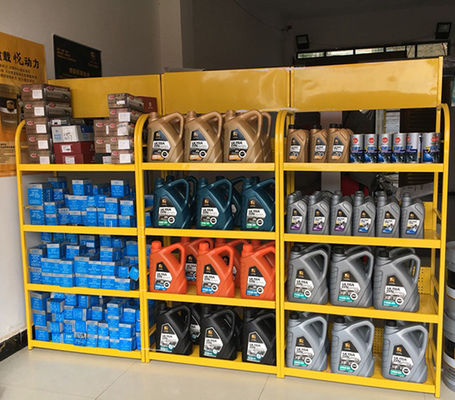 رفوف العرض المخصصة سوبر ماركت اكسسوارات السيارات عرض الرف أخضر أصفر أبيض