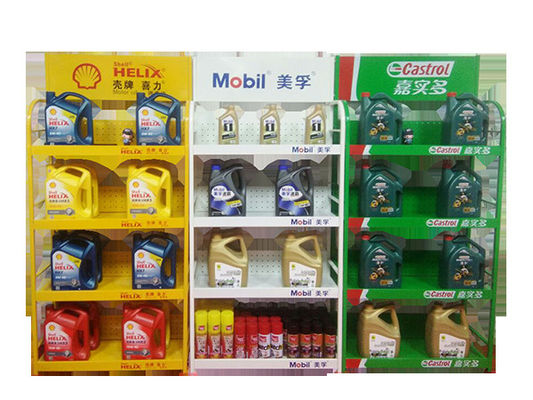 رفوف العرض المخصصة سوبر ماركت اكسسوارات السيارات عرض الرف أخضر أصفر أبيض