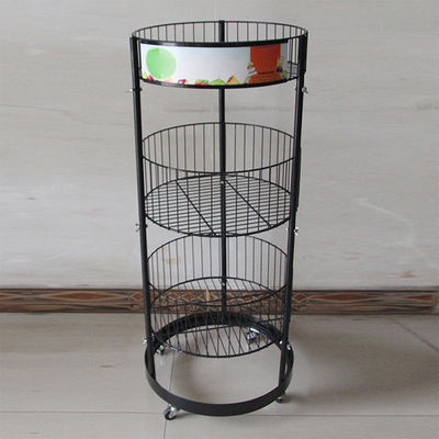 أسطوانة معدنية سوداء 497mm Dia Grocery Display Rack 1080mm Hight