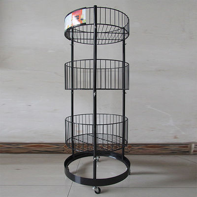 أسطوانة معدنية سوداء 497mm Dia Grocery Display Rack 1080mm Hight